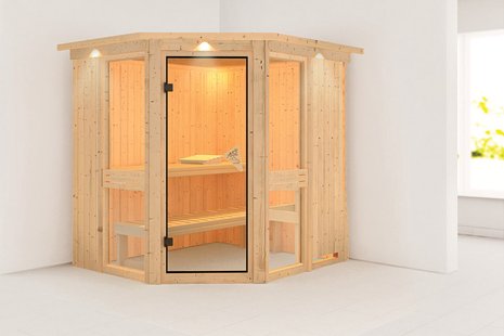 Karibu | Amelia 1 Sauna met Dakkraag | Bronzeglas Deur