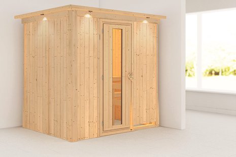 Karibu | Fanja Sauna met Dakkraag | Energiesparende Deur