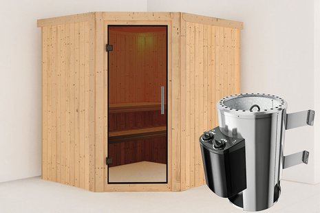 Karibu | Lilja Sauna | Antracietglas | Kachel 3,6 kW Externe Bediening