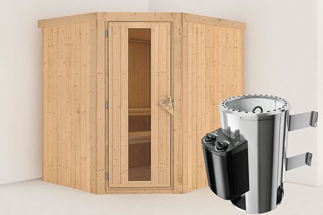 Karibu | Lilja Sauna | Energiesparende Deur | Kachel 3,6 kW Geïntegreerde Bediening