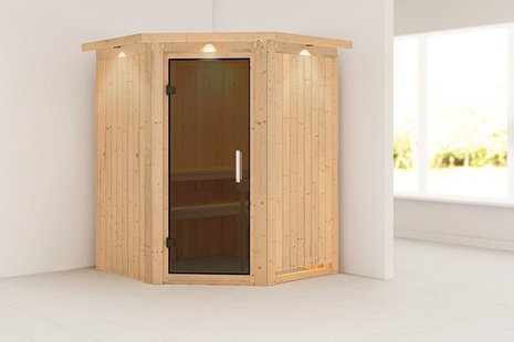 Karibu | Nanja Sauna met Dakkraag | Antracietglas