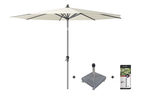 Platinum Riva stokparasol 3 m. rond - Ecru met voet en hoes Platinum Riva stokparasol 3 m. rond - Ecru met voet en hoes