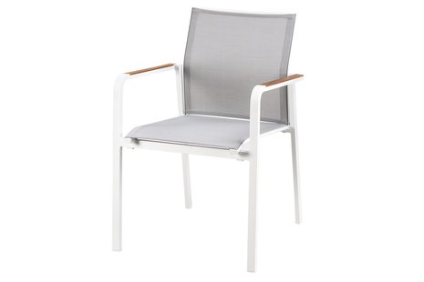Suns Tutti stapelbare tuinstoel - Wit met teak armleuning Suns Tutti stapelbare tuinstoel - Wit met teak armleuning