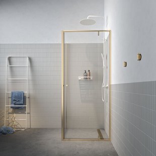 Sealskin Contour Draaideur met zijwand 90x90x200cm 6mm helder veiligheidsglas met antikalklaag Goud geborsteld CCD180906495100