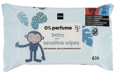HEMA Baby lotiondoekjes zonder parfum - 3x63 stuks