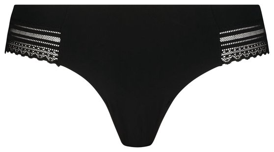 HEMA Dames brazilian micro met kanten inzet zwart (zwart)