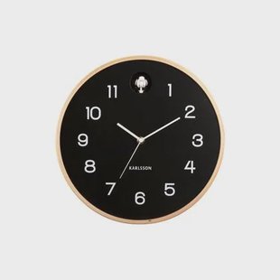 Karlsson - Wall clock Natural Cuckoo birch wood black