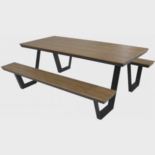 Lesli Living Arezzo picknickset rechthoek polywood teaklook Lesli Living Arezzo picknickset rechthoek polywood teaklook