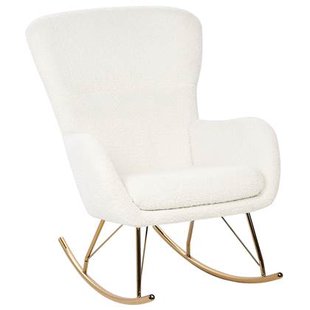 Beliani - ANASET - Schommelstoel - Wit|Goud - Bouclé