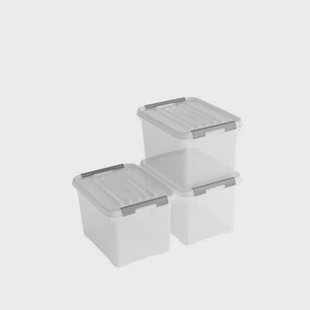 Curver Handy+ Opbergbox - 20L - 3 stuks - Transparant met deksel