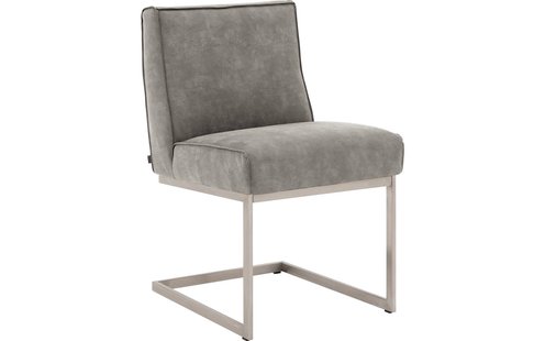 Goossens Excellent Eetkamerstoel Tom grijs micro leer leuning, urban industrieel