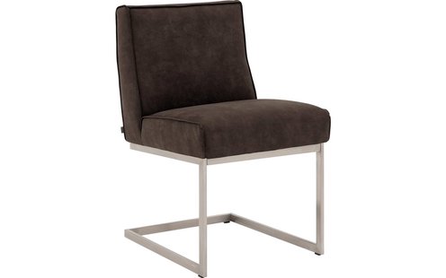 Goossens Excellent Eetkamerstoel Tom bruin micro leer leuning, urban industrieel