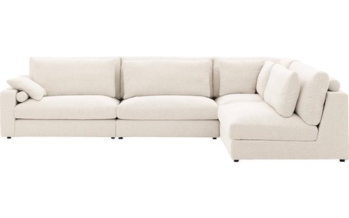 Goossens Hoekbank Odette wit, stof, 1,5-zits, stijlvol landelijk