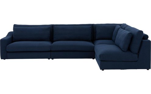 Goossens Hoekbank Odette blauw, stof, 1,5-zits, stijlvol landelijk