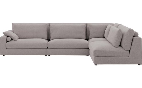 Goossens Hoekbank Odette lichtgrijs, stof, 1,5-zits, stijlvol landelijk