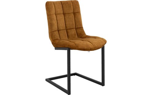 Goossens Eetkamerstoel Steven geel stof leuning, urban industrieel