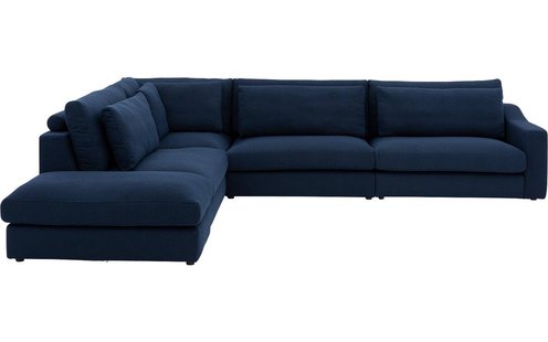 Goossens Hoekbank Odette blauw, stof, 1,5-zits, stijlvol landelijk