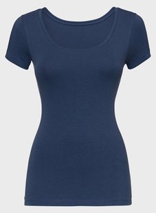 HEMA Dames T-shirt basic o-hals donkerblauw (donkerblauw)