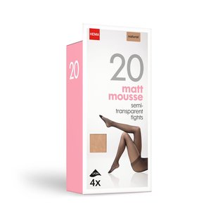 HEMA Panty&apos;s mat halfdoorschijnend 20 denier - 4 stuks beige (beige)