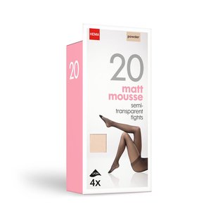 HEMA Panty&apos;s mat halfdoorschijnend 20 denier - 4 stuks poeder (poeder)
