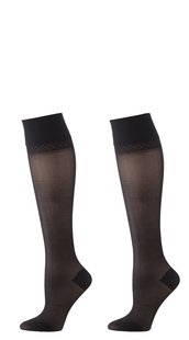 HEMA 2-pak kniekousen licht ondersteunend 40 denier zwart (zwart)