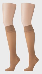 HEMA 2-pak kniekousen licht ondersteunend 40 denier naturel (naturel)