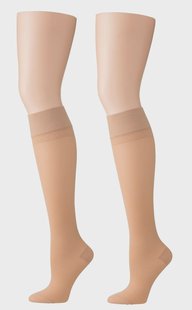 HEMA 2-pak kniekousen licht ondersteunend 40 denier poeder (poeder)