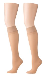 HEMA 2-pak kniekousen licht ondersteunend 40 denier poeder (poeder)