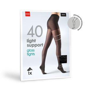 HEMA Light support gloss panty 40 denier zwart (zwart)
