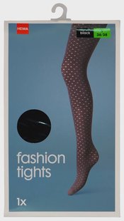 HEMA Fashion panty met ajour stippen 30denier zwart (zwart)