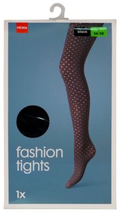 HEMA Fashion panty met ajour stippen 30denier zwart (zwart)