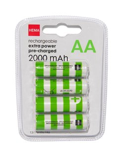 HEMA Oplaadbare AA batterijen 2000mAh - 4 stuks