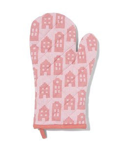 HEMA Ovenwant 32x20 roze huisjes (roze)
