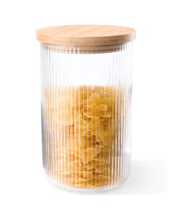 HEMA Voorraadpot glas 1.7L gestreept (transparant)