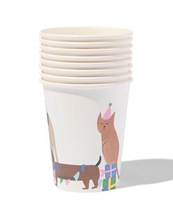 HEMA Kartonnen bekers 250ml feestbeest - 8 stuks
