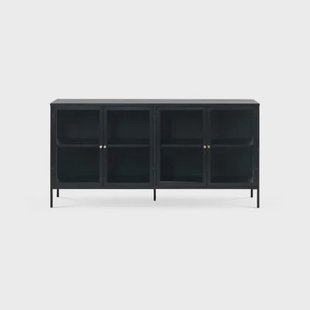 Olivine CarrieMetalen Vitrinekast met Glas - B 170 cm - Zwart