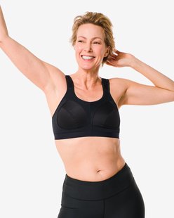 HEMA Niet voorgevormde sportbh high support zonder beugel zwart (zwart)