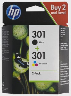 HEMA Cartridge HP 301 zwart/kleur - 2 stuks