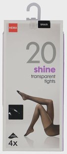 HEMA Panty&apos;s glans transparant 20 denier - 4 stuks zwart (zwart)