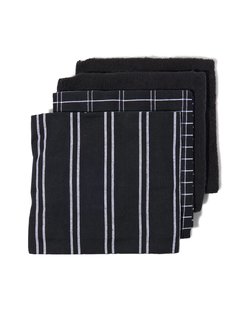 HEMA Thee- en keukendoeken zwart - 4 stuks (zwart/wit)