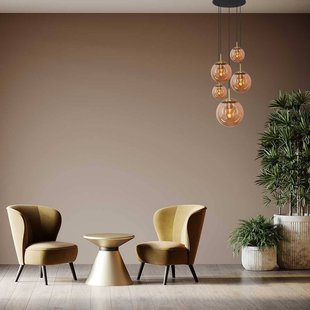 Steinhauer Glazen hanglamp glasbol, messing, 5-lamps