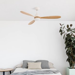 FARO BARCELONA Plafondventilator Poros, LED lamp wit/licht hout