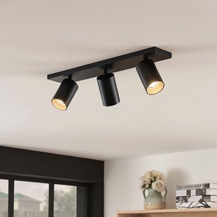 Arcchio spot Brinja, set van 2, zwart, hoekig, 3-lamps