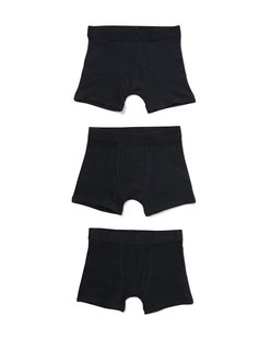HEMA Kinder boxers katoen/stretch - 3 stuks zwart (zwart)