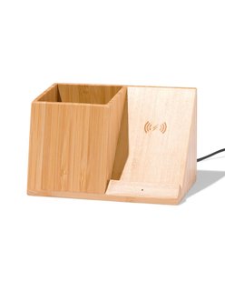 HEMA Organizer met draadloze oplader bamboe
