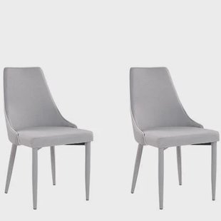 Beliani - CAMINO - Eetkamerstoel - Lichtgrijs - Polyester