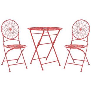 Beliani - SCARIO - Bistro set - Rood - IJzer