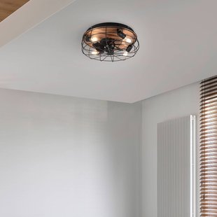 Reality Leuchten Plafondventilator Trondheim afstandbed. 4xE27 hout