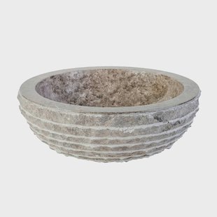 Waskom BWS Stone Rond 35x35x15 cm Gepolijst Natuurmarmer Grijs