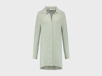 Yumeko Blousejurk gewassen linnen wafel misty green 100% gewassen linnen Yumeko Blousejurk gewassen linnen wafel misty green 100% gewassen linnen